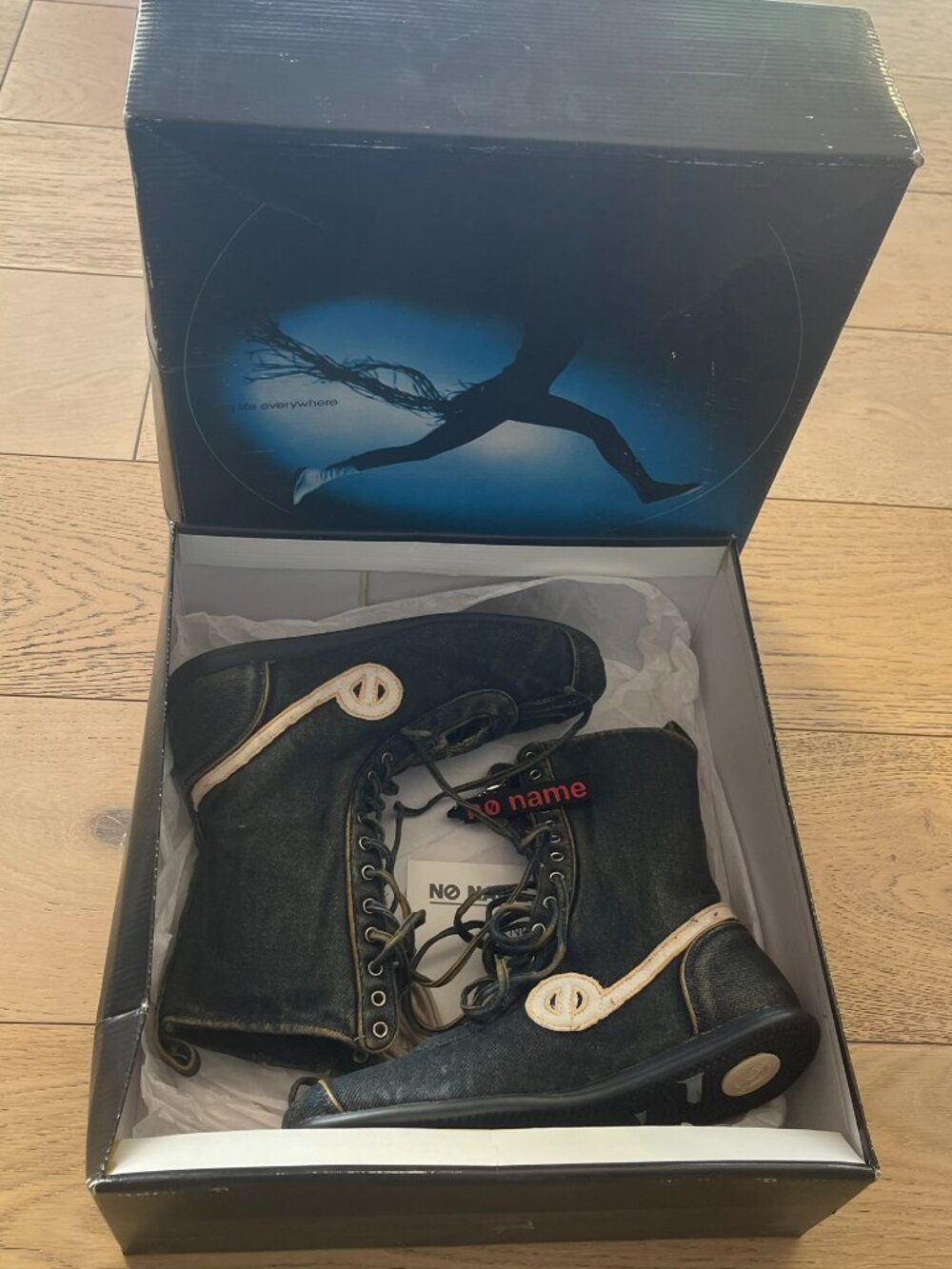 No Name "Blitz Boxing" Crush Jean Blue Denim Lace-Up Boxing Boots – Sz 36/US 5.5